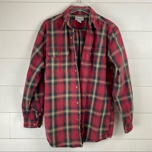 Carhartt Large rigid plaid work flannel button down shirt